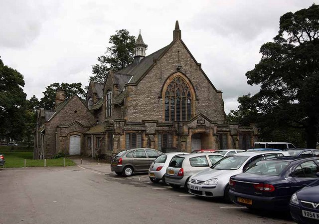 car park outside a church in Kendal, Cumbria