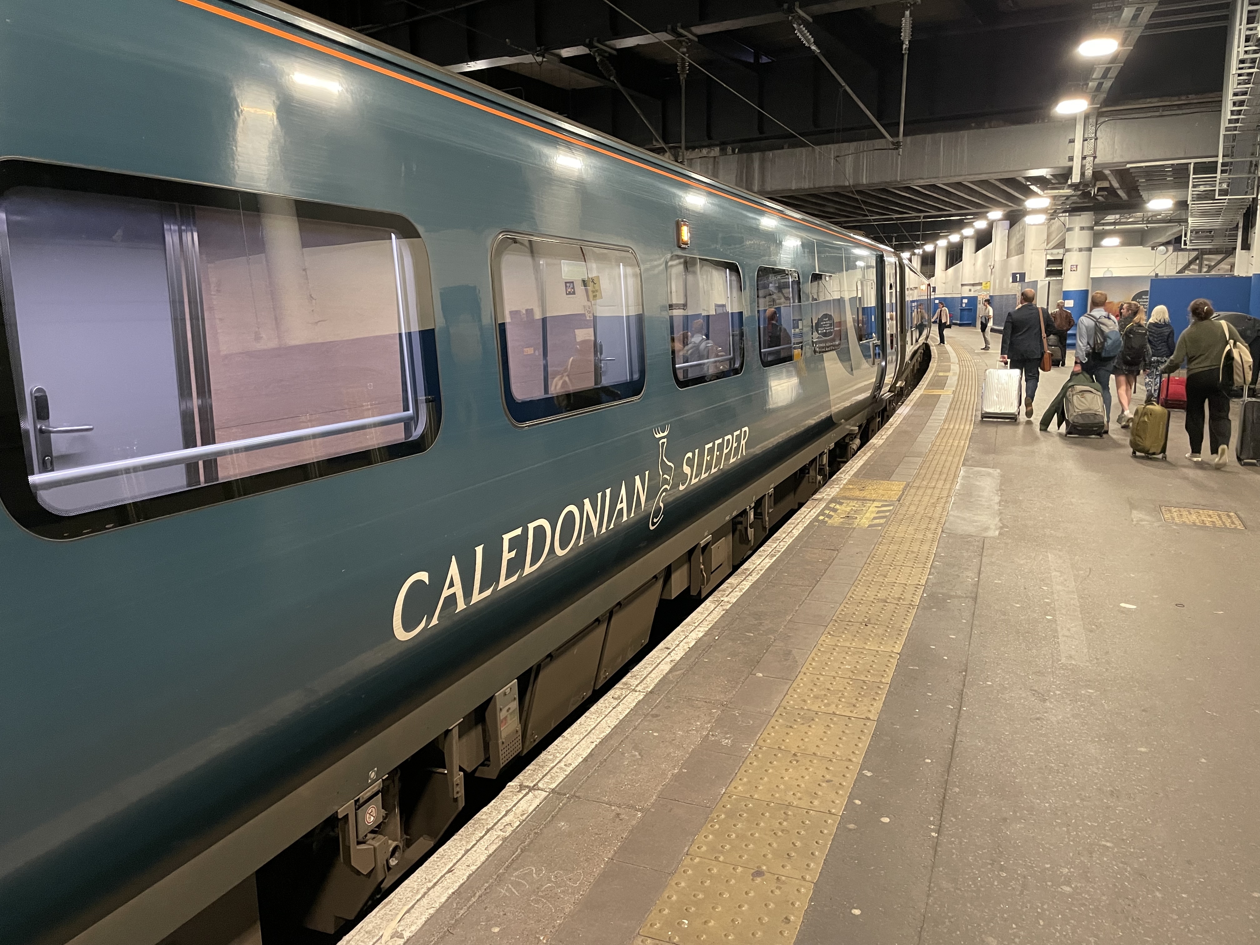 the Caledonian Sleeper train at Euston station