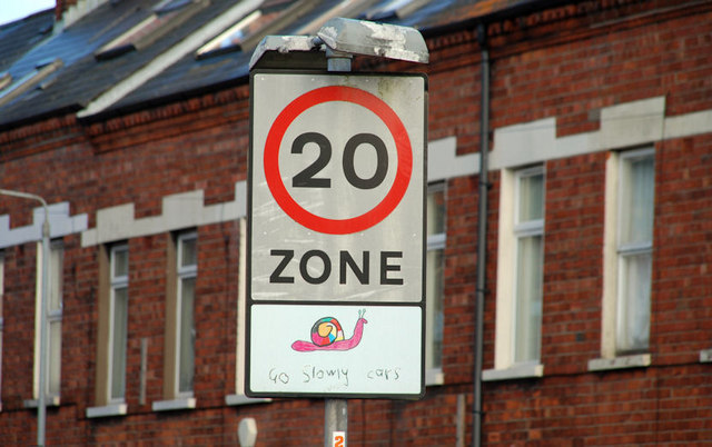 a 20mph sign in Belfast